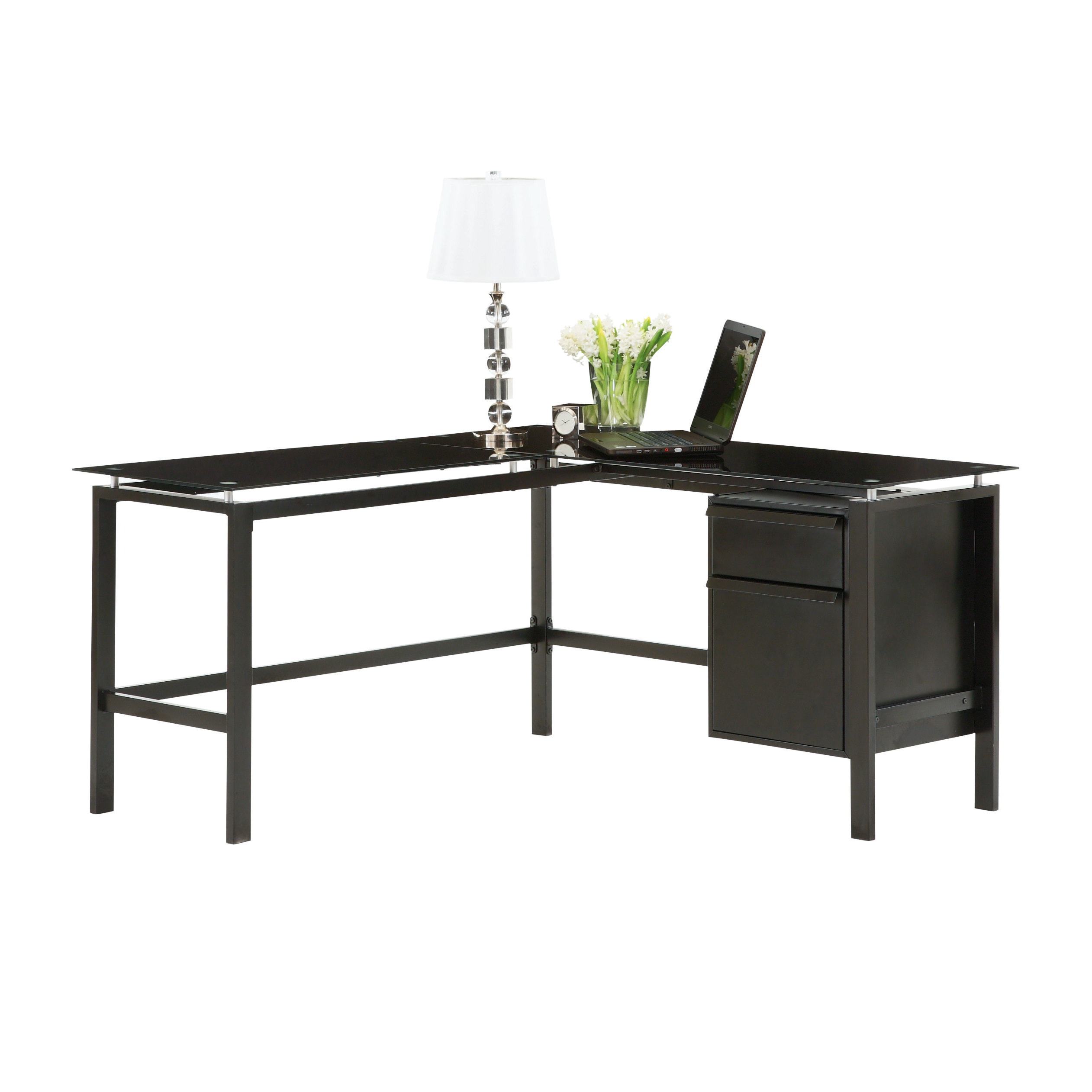 Black glass deals desk office depot